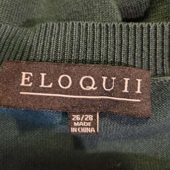 Eloquii Pine Green LS Crew Neck Split Sleeve Sweater 26/28 NWT (4862) - Picture 4 of 7